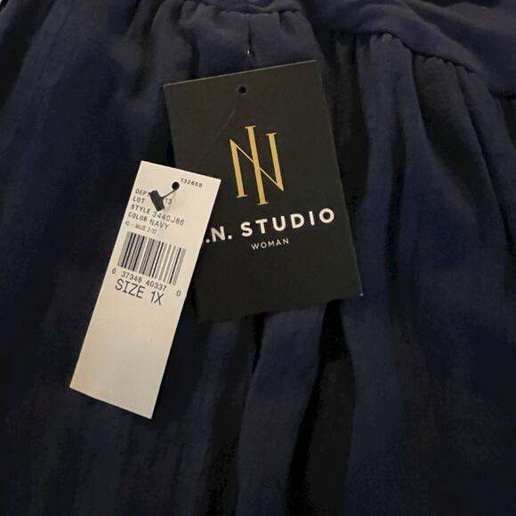 NWT Blue High Low Overlapping Center Split Wide Waistband Skirt Boho Size 1X - Picture 8 of 11